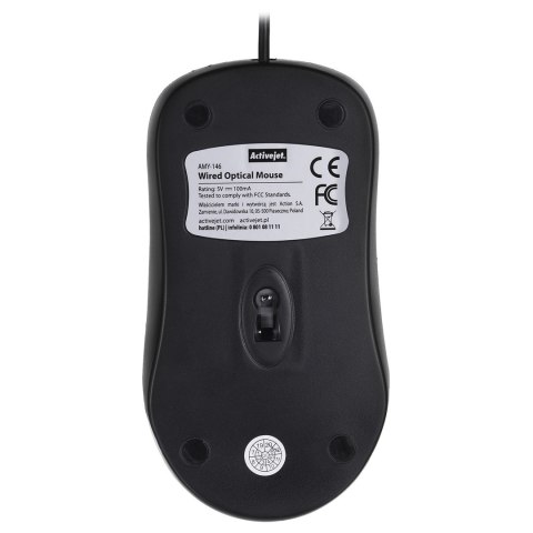 Activejet Activejet AMY-146 Mysz przewodowa (optyczna; 1000 DPI; kolor czarny)