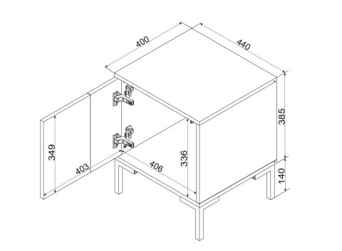 Cama MEBLE Szafka nocna 2szt MERCI 44x40x52,5 czarny/dąb artisan