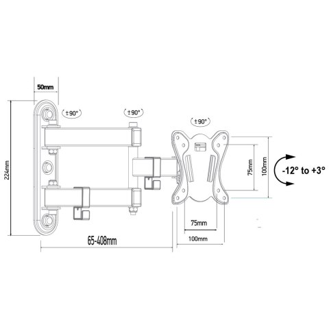 Maclean MACLEAN UCHWYT DO TELEWIZORA LUB MONITORA MAX. VESA 100X100, 13-32", 30KG, CZARNY MC-417 Maclean MACLEAN UCHWYT DO TELEWIZORA LUB MONITORA MAX. VESA 100X100, 13-32", 30KG, CZARNY MC-417