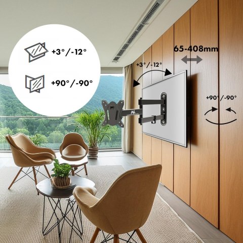Maclean MACLEAN UCHWYT DO TELEWIZORA LUB MONITORA MAX. VESA 100X100, 13-32", 30KG, CZARNY MC-417 Maclean MACLEAN UCHWYT DO TELEWIZORA LUB MONITORA MAX. VESA 100X100, 13-32", 30KG, CZARNY MC-417