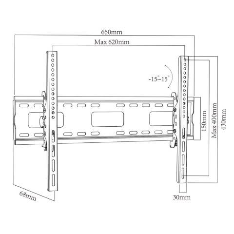 Maclean MACLEAN UCHWYT DO TV MAX VESA 600X400, 32-90", 80KG, REG. ODCHYLENIA +15°~-15° MC-421