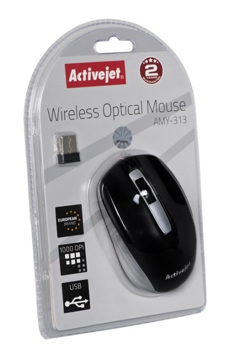 Activejet Activejet AMY-313 Mysz bezprzewodowa USB (optyczna; 1200 DPI; kolor czarno-szary) Activejet Activejet AMY-313 Mysz bezprzewodowa USB (optyczna; 1200 DPI; kolor czarno-szary)