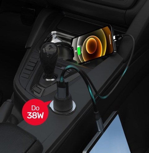 UNITEK UNITEK ŁADOWARKA SAMOCHODOWA 38W, USB-A USB-C, QC3.0, P1400A UNITEK UNITEK ŁADOWARKA SAMOCHODOWA 38W, USB-A USB-C, QC3.0, P1400A