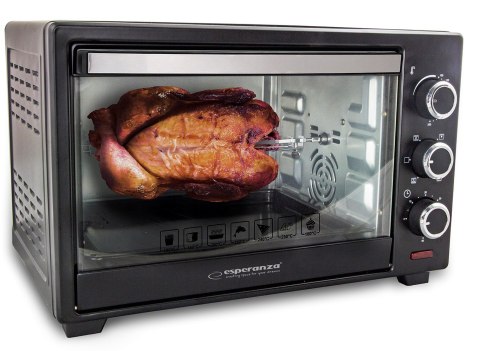 Esperanza Mini piekarnik z konwekcją i rożnem Esperanza NAPOLI EKO006 (Pokrętło; 1600W; kolor czarny)