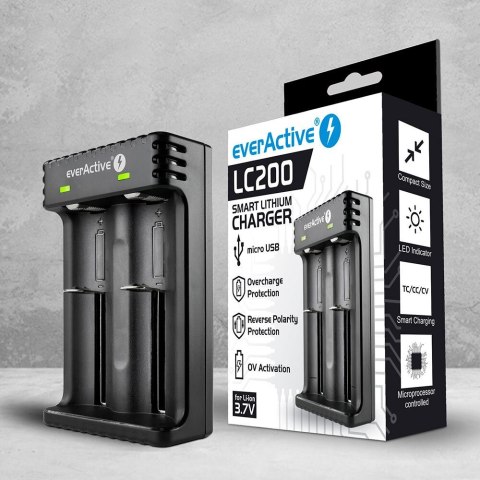 EverActive EVERACTIVE ŁADOWARKA DO AKUMULATORKÓW CYLINDRYCZNYCH LI-ION LC200