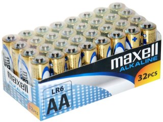 Maxell MAXELL Bateria alkaliczna ALKALINE LR6 AA FOLIA karton 32 sztuki (8 zgrzewek po 4 sztuki)