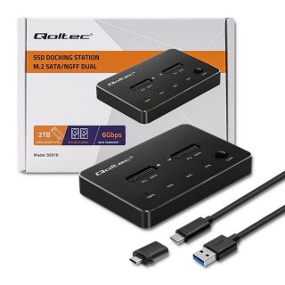 Qoltec QOLTEC STACJA DOKUJĄCA DYSKÓW 2X SSD M.2 SATA | NGFF | USB TYP C