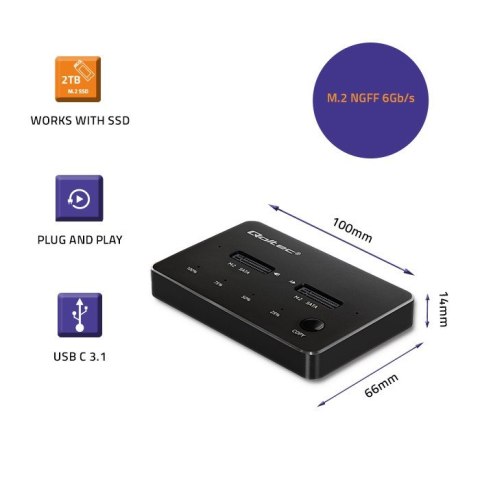 Qoltec QOLTEC STACJA DOKUJĄCA DYSKÓW 2X SSD M.2 SATA | NGFF | USB TYP C Qoltec QOLTEC STACJA DOKUJĄCA DYSKÓW 2X SSD M.2 SATA | NGFF | USB TYP C