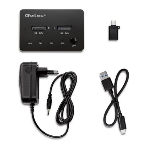 Qoltec QOLTEC STACJA DOKUJĄCA DYSKÓW 2X SSD M.2 SATA | NGFF | USB TYP C Qoltec QOLTEC STACJA DOKUJĄCA DYSKÓW 2X SSD M.2 SATA | NGFF | USB TYP C