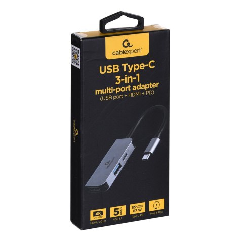 GEMBIRD GEMBIRD MULTI ADAPTER USB TYP-C 3W1 (HUB USB + HDMI + PD) GEMBIRD GEMBIRD MULTI ADAPTER USB TYP-C 3W1 (HUB USB + HDMI + PD)