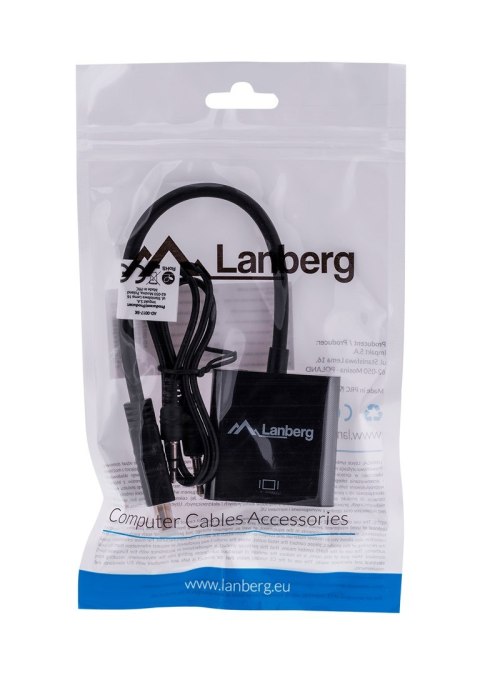 Lanberg Adapter Lanberg AD-0017-BK (HDMI M - D-Sub (VGA) F; 0,20m; kolor czarny) Lanberg Adapter Lanberg AD-0017-BK (HDMI M - D-Sub (VGA) F; 0,20m; kolor czarny)