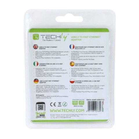 TECHly TECHLY KARTA SIECIOWA ADAPTER USB-A 2.0 NA RJ45 10 TECHly TECHLY KARTA SIECIOWA ADAPTER USB-A 2.0 NA RJ45 10