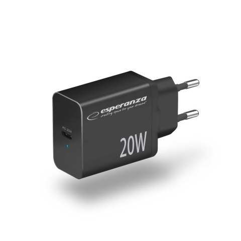 Esperanza ESPERANZA ŁADOWARKA SIECIOWA 20W USB-C PD CZARNA EZC104K Esperanza ESPERANZA ŁADOWARKA SIECIOWA 20W USB-C PD CZARNA EZC104K