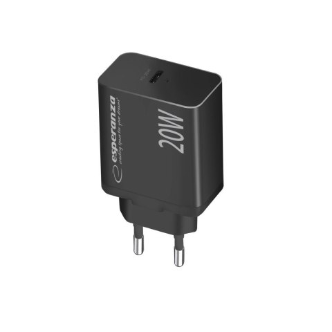 Esperanza ESPERANZA ŁADOWARKA SIECIOWA 20W USB-C PD CZARNA EZC104K Esperanza ESPERANZA ŁADOWARKA SIECIOWA 20W USB-C PD CZARNA EZC104K