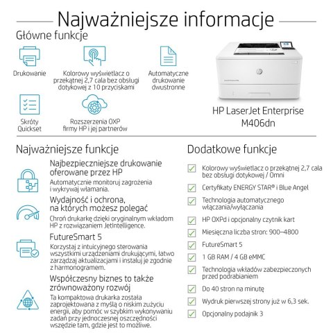 Hewlett-Packard DRUKARKA HP LASER LASERJET M406Dn