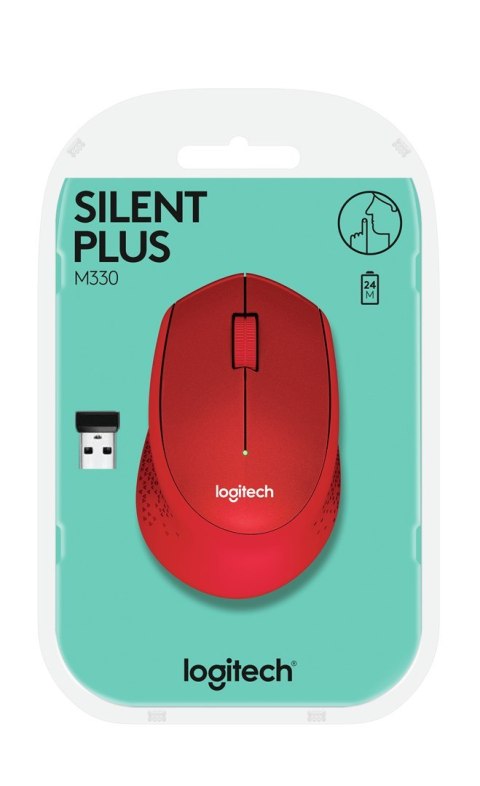 Logitech Mysz Logitech M330 910-004911 (optyczna; 1000 DPI; kolor czerwony)