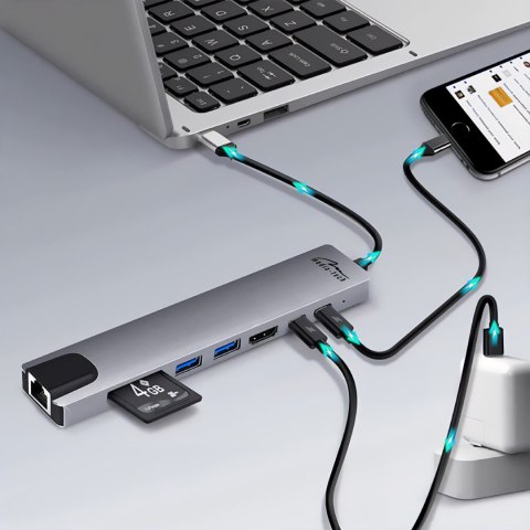Media tech MEDIA-TECH HUB USB 8 IN 1 GIGA LAN HUB MT5046