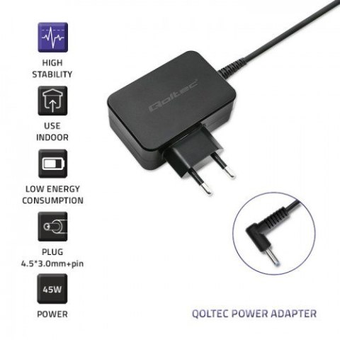 Qoltec QOLTEC ZASILACZ DO ULTRABOOKA HP 45W | 19.5V | 2.31A | 4.5*3.0+PIN