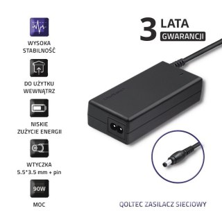 Qoltec Zasilacz Qoltec 50089.90W do notebooka Samsung (19 V; 4,74 A; 90W; 5.5 mm x 3.5 mm)