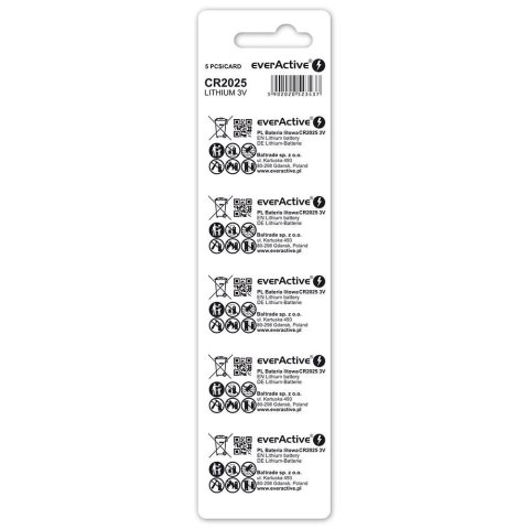 EverActive EVERACTIVE BATERIE LITOWE CR20255BL BLISTER- 5 SZT. EverActive EVERACTIVE BATERIE LITOWE CR20255BL BLISTER- 5 SZT.