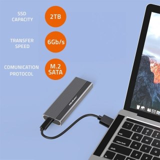 Qoltec QOLTEC OBUDOWA NA DYSK SSD M.2 | SATA | NGFF | USB-C | SUPER SPEED | 2TB | SZARY
