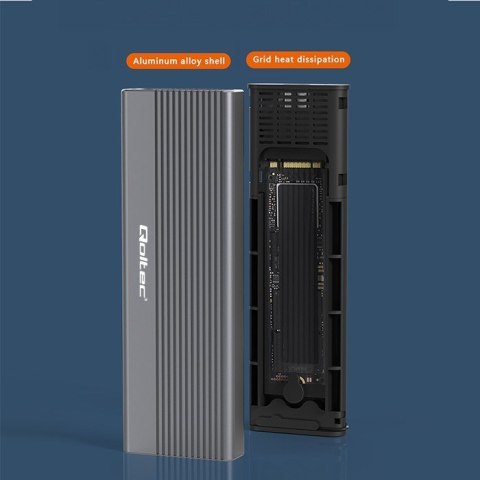 Qoltec QOLTEC OBUDOWA NA DYSK SSD M.2 | SATA | NGFF | USB-C | SUPER SPEED | 2TB | SZARY