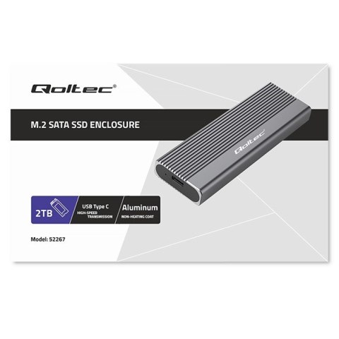Qoltec QOLTEC OBUDOWA NA DYSK SSD M.2 | SATA | NGFF | USB-C | SUPER SPEED | 2TB | SZARY