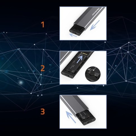 Qoltec QOLTEC OBUDOWA NA DYSK SSD M.2 | SATA | NGFF | USB-C | SUPER SPEED | 2TB | SZARY