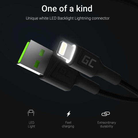 Green Cell GREEN CELL KABEL KABGC05 KABEL GREEN CELL GC RAY USB - LIGHTNING 120CM, BIAŁY LED, SZYBKIE ŁADOWANIE Green Cell GREEN CELL KABEL KABGC05 KABEL GREEN CELL GC RAY USB - LIGHTNING 120CM, BIAŁY LED, SZYBKIE ŁADOWANIE
