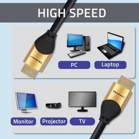 Qoltec QOLTEC KABEL HDMI V2.1 ULTRA HIGH SPEED 8K | 60HZ | 26AWG | GOLD | 5M