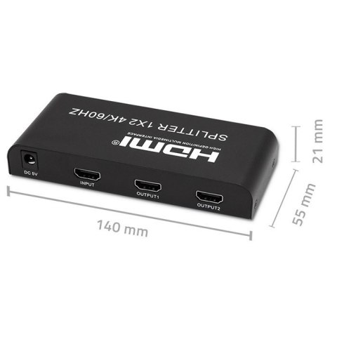 Qoltec QOLTEC ROZDZIELACZ SPLITTER 2XHDMI 4KX2K | 6GB/S | 60HZ Qoltec QOLTEC ROZDZIELACZ SPLITTER 2XHDMI 4KX2K | 6GB/S | 60HZ