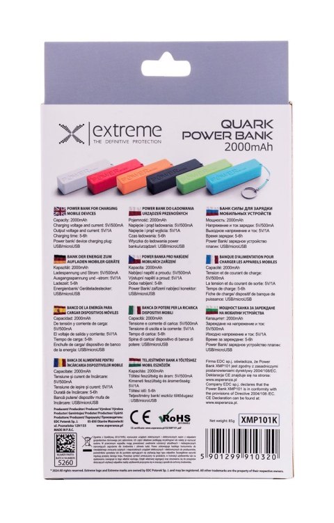 Esperanza ESPERANZA POWER BANK 2000MAH QUARK CZARNY XMP101K