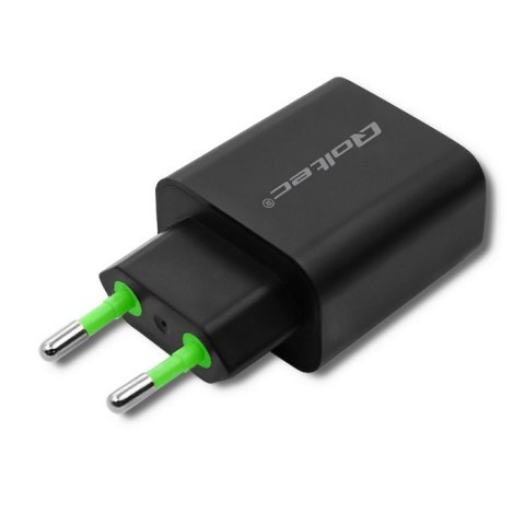 Qoltec QOLTEC ŁADOWARKA SIECIOWA 18W | 5-12V | 1.5-3A | USB TYP C PD | USB QC 3.0 | CZARNA