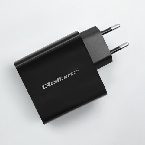 Qoltec QOLTEC ŁADOWARKA SUPER QUICK PD | 1XUSB-C | 1XUSB | 65W | 5-20V | 1.5-3.25A | CZARNA