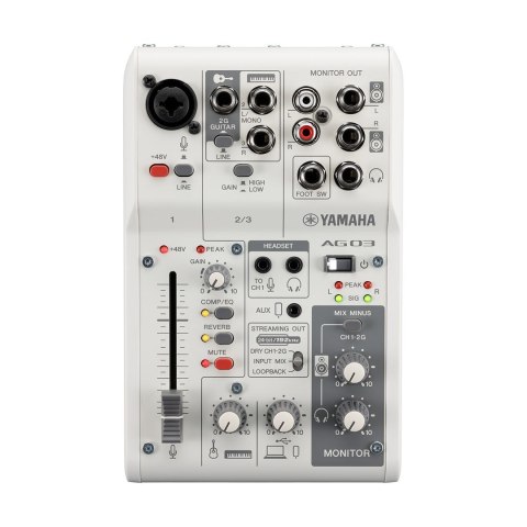 Yamaha Yamaha AG03 MK2 biały - 3-kanałowy mikser do streamingu na żywo z interfejsem audio USB