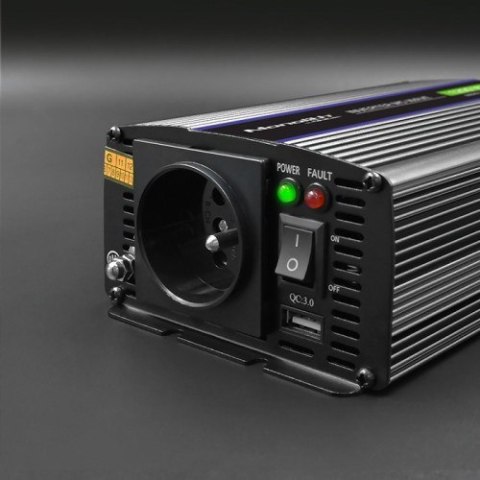 Qoltec QOLTEC PRZETWORNICA NAPIĘCIA MONOLITH 1200 MS WAVE | 12V NA 230V | 600/1200W | USB
