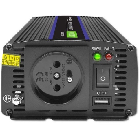Qoltec QOLTEC PRZETWORNICA NAPIĘCIA MONOLITH 1200 MS WAVE | 12V NA 230V | 600/1200W | USB