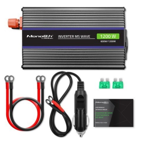 Qoltec QOLTEC PRZETWORNICA NAPIĘCIA MONOLITH 1200 MS WAVE | 12V NA 230V | 600/1200W | USB