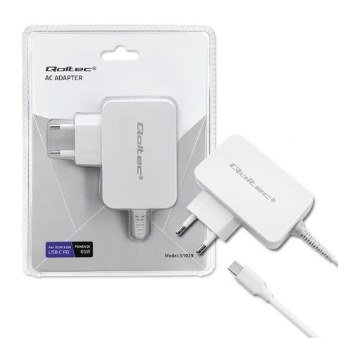 Qoltec QOLTEC ZASILACZ SIECIOWY 65W | 5-20.3V | 2-3.25A | USB TYP C | PD | BIAŁY