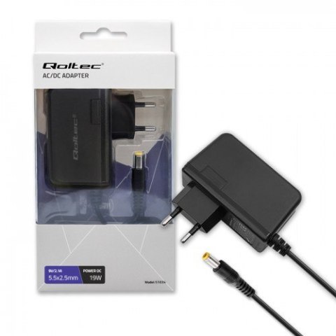 Qoltec QOLTEC ZASILACZ WTYCZKOWY 19W | 9V | 2.1A |5.5*2.5