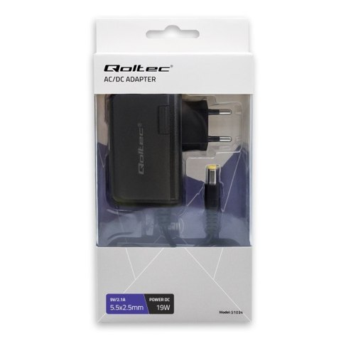 Qoltec QOLTEC ZASILACZ WTYCZKOWY 19W | 9V | 2.1A |5.5*2.5