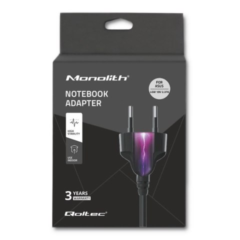 Qoltec Zasilacz Qoltec 51508.45W do notebooka Asus (19 V; 2,37 A; 45W; 3 mm x 1 mm)