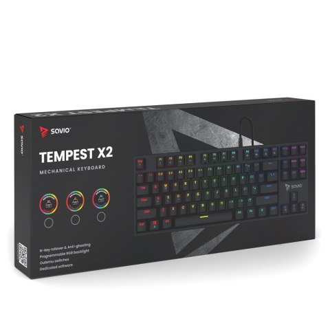 SAVIO SAVIO KLAWIATURA MECHANICZNA RGB OUTEMU BLUE TEMPEST X2 SAVIO SAVIO KLAWIATURA MECHANICZNA RGB OUTEMU BLUE TEMPEST X2