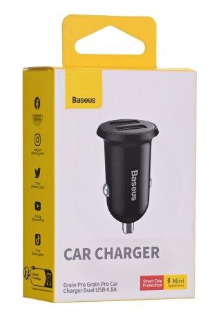Baseus BASEUS ŁADOWARKA SAMOCHODOWA 2X USB 4.8A (CZARNA)