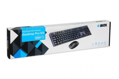 IBOX Zestaw klawiatura + mysz IBOX DESKTOP PRO KIT IKMS606W (USB 2.0; (US); kolor czarny; optyczna; 1200 DPI)