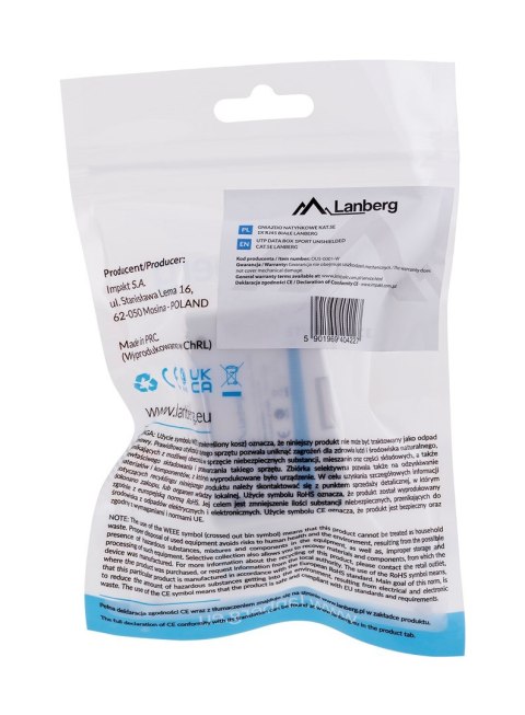 Lanberg Gniazdo natynkowe Lanberg OU5-0001-W (RJ-45; kat. 5e; UTP; kolor biały) Lanberg Gniazdo natynkowe Lanberg OU5-0001-W (RJ-45; kat. 5e; UTP; kolor biały)