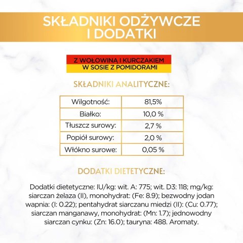 PURINA NESTLE GOURMET GOLD Wołowina z kurczakiem w sosie pomidorowym 85g