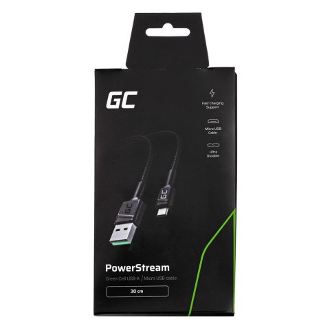 Green Cell GREEN CELL KABEL KABGC23 GC POWERSTREAM USB-A - MICRO USB 30CM, SZYBKIE ŁADOWANIE ULTRA CHARGE, QC 3.0