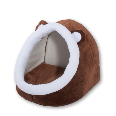 Go Gift GO GIFT Budka z uszami dla kota - brązowo-biały - 40x45x34 cm Go Gift GO GIFT Budka z uszami dla kota - brązowo-biały - 40x45x34 cm