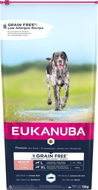 EUKANUBA EUKANUBA Grain Free Senior Duże i olbrzymie rasy, Ryby oceaniczne - sucha karma dla psa - 12 kg